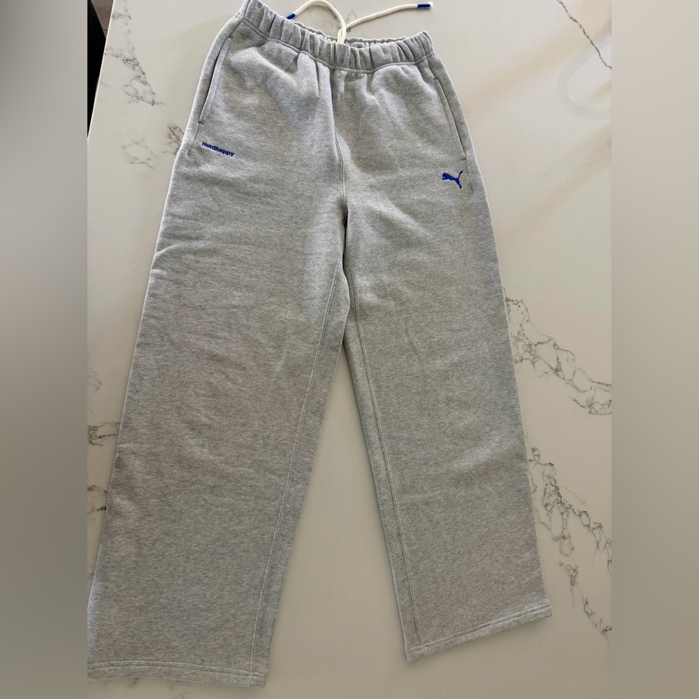 Puma mens Light Gray Joggers with Blue Accents
